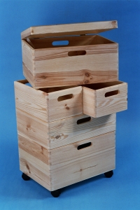 WOODEN BOXES SET WITH WHEELS ( 5 pcs.) 400x300x680mm 